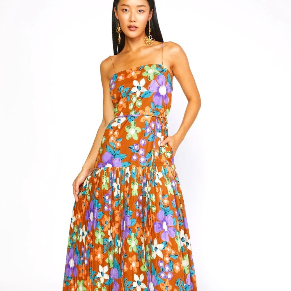 Current Air Floral Pleated Skirt Maxi Dress Size S NWT - Picture 2 of 14